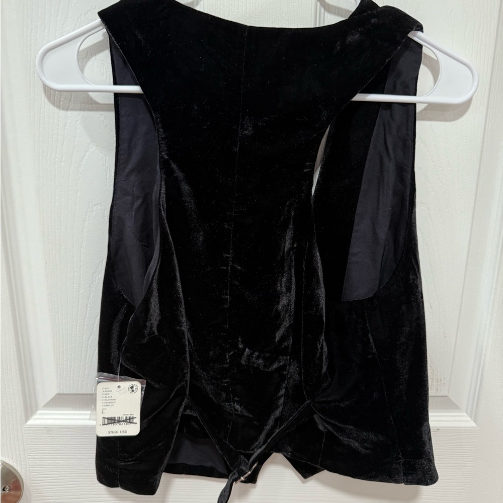 Free People Black Velvet Women's Vest - Picture 2 of 4